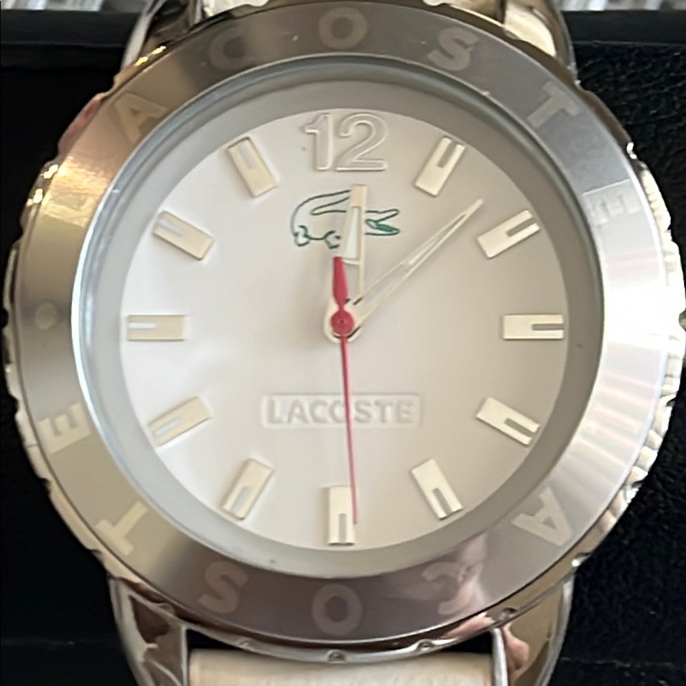 Lacoste Silver-Tone And White Dial Watch